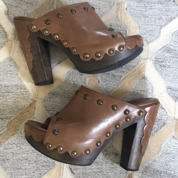 Stuart Weitzman leather open toe clogs - Picture 1 of 6